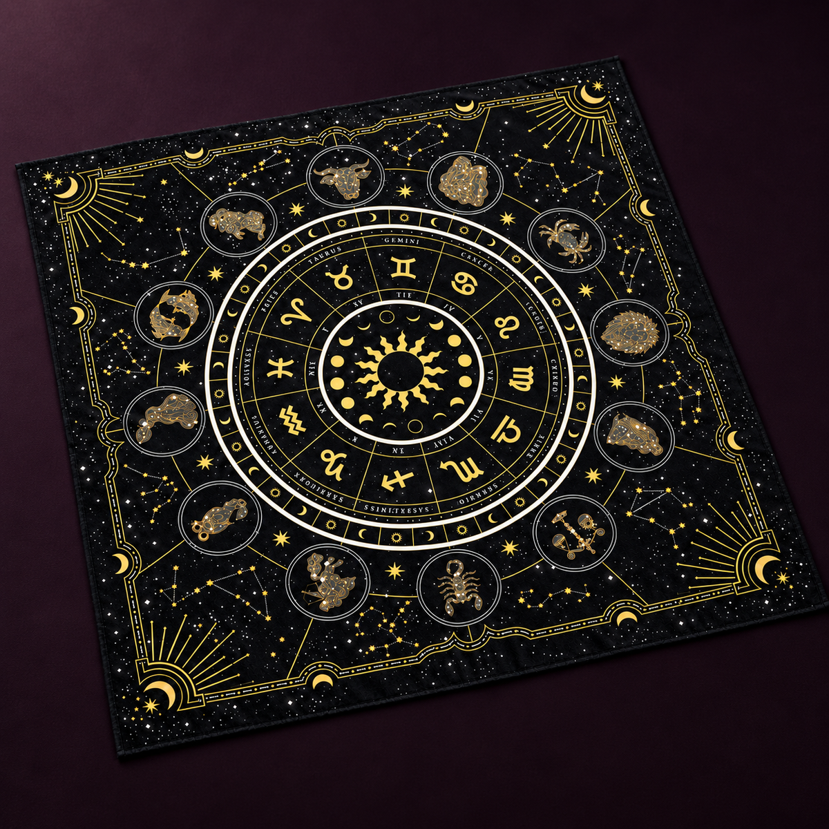 Plush dark velvet fabric texture providing a smooth, protective base for tarot and oracle card readings.