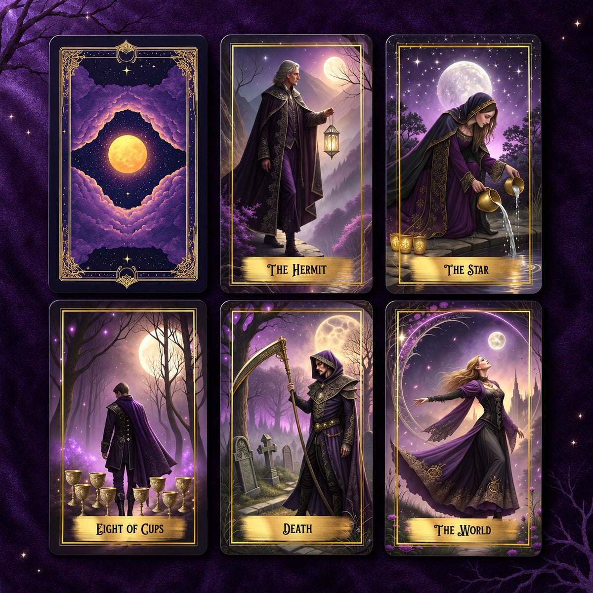 Purple Moon Tarot — Gothic Fantasy Tarot Cards for Intuition and Reflection