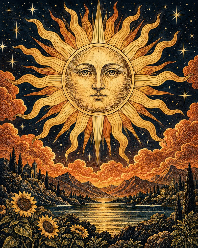 Classical engraved sun