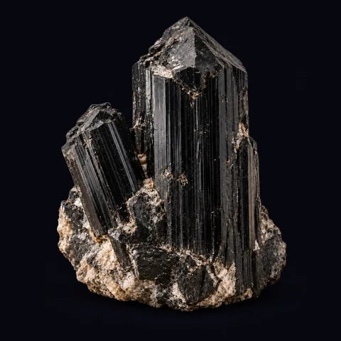 Black Tourmaline — AI mineral illustration