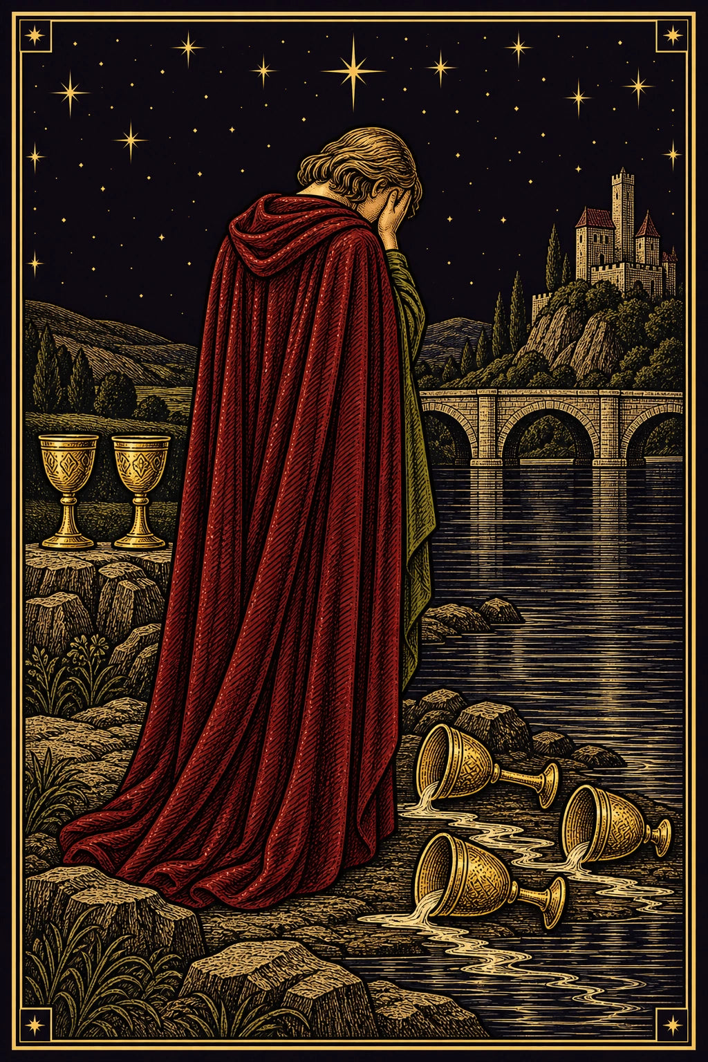 Five of Cups from our celestial tarot deck