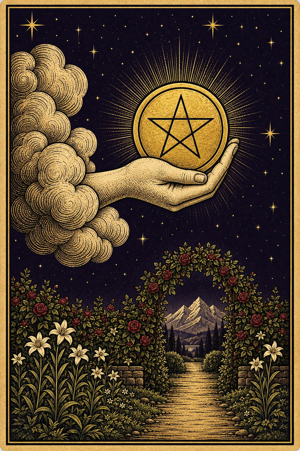 Ace of Pentacles from our celestial tarot deck