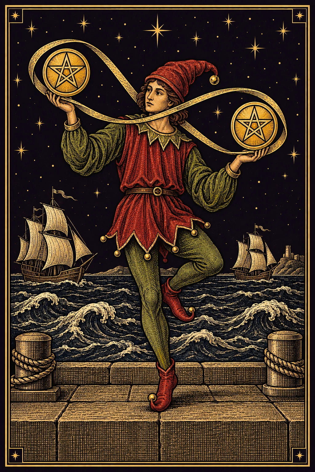 Two of Pentacles from our celestial tarot deck