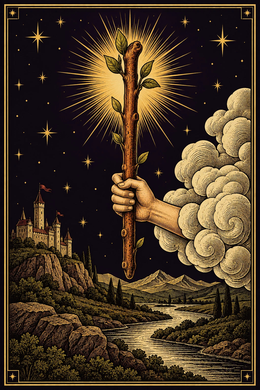 Ace of Wands from our celestial tarot deck