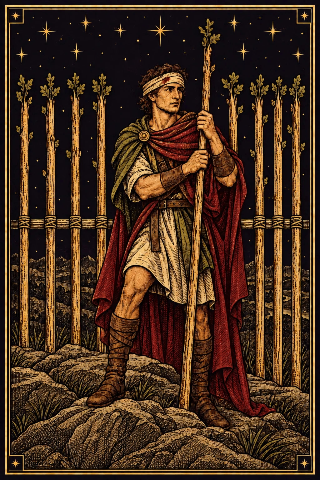 Nine of Wands from our celestial tarot deck