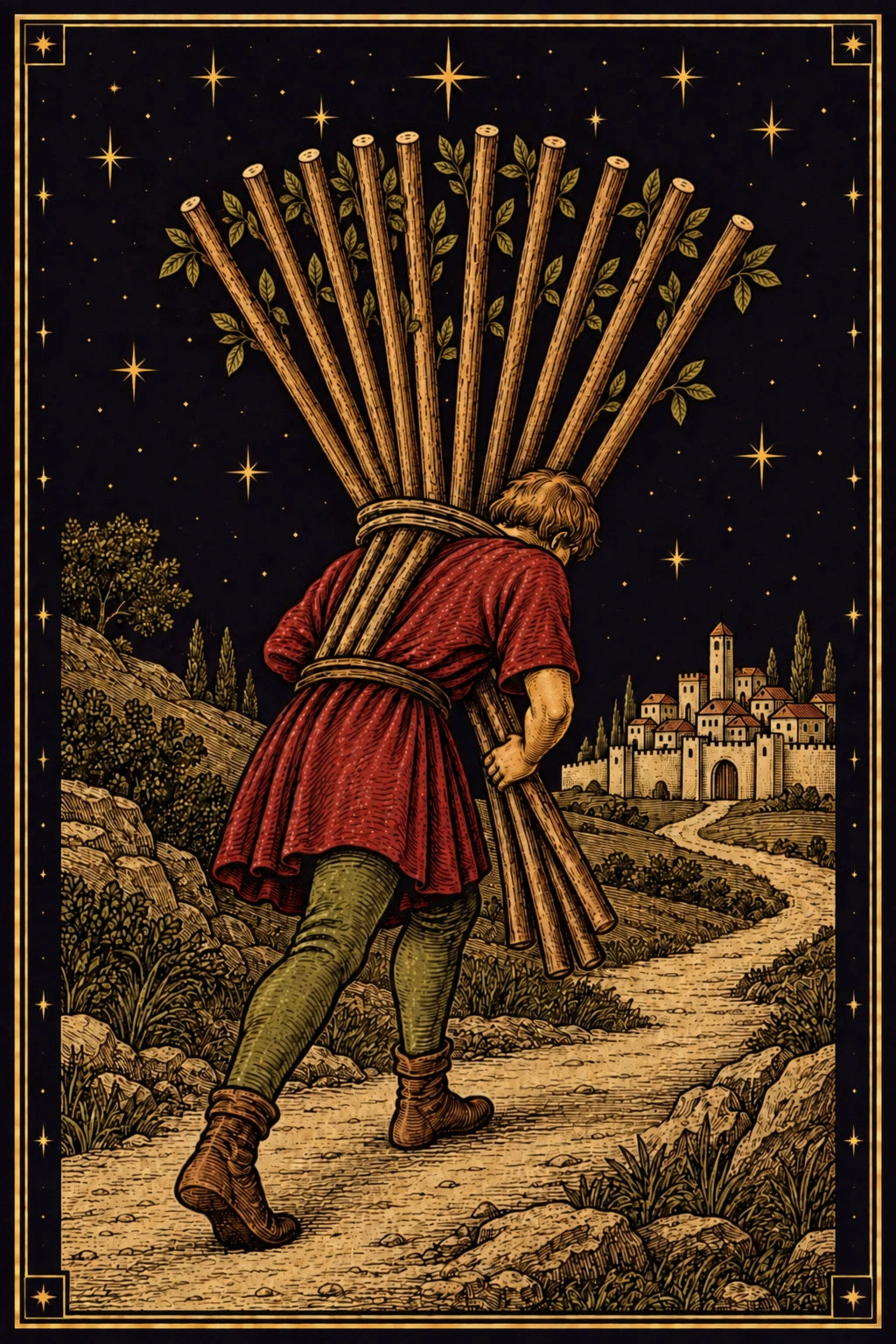 Ten of Wands from our celestial tarot deck