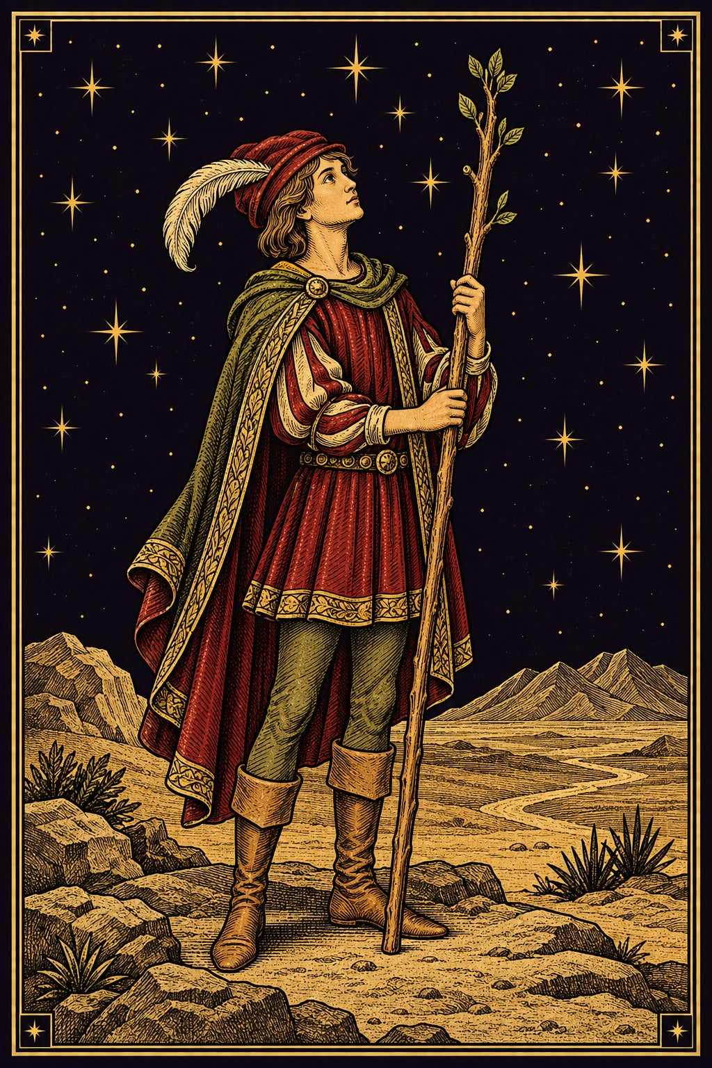Page of Wands from our celestial tarot deck
