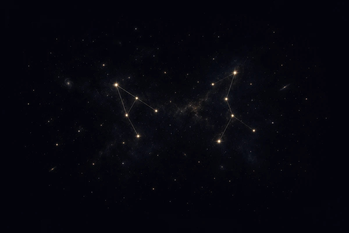 Two softly connected groups of stars in a dark sky, a symbolic image of connection