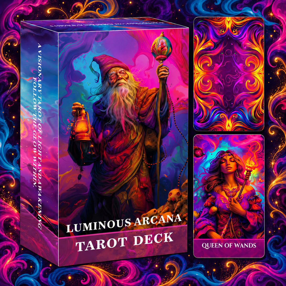 Luminous Arcana Tarot — Psychedelic Fantasy Tarot Cards for Creativity and Self-Reflection