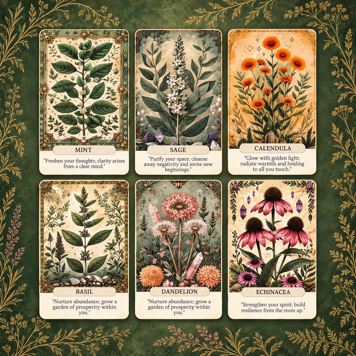 Herbal Wisdom Oracle — Botanical Oracle Cards for Calm and Self-Reflection