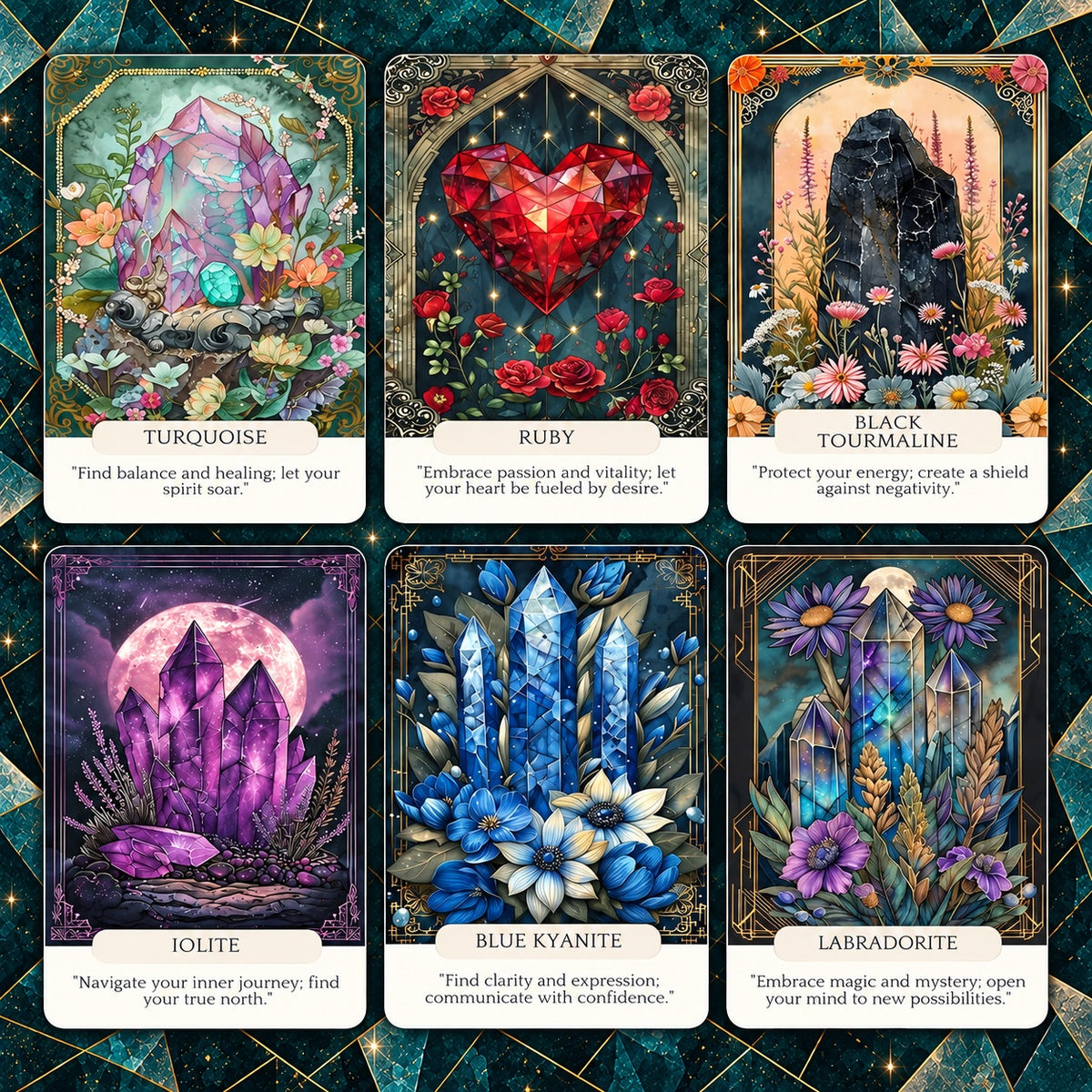 Crystals Wisdom Oracle — Crystal-Inspired Oracle Cards for Intuition and Self-Reflection