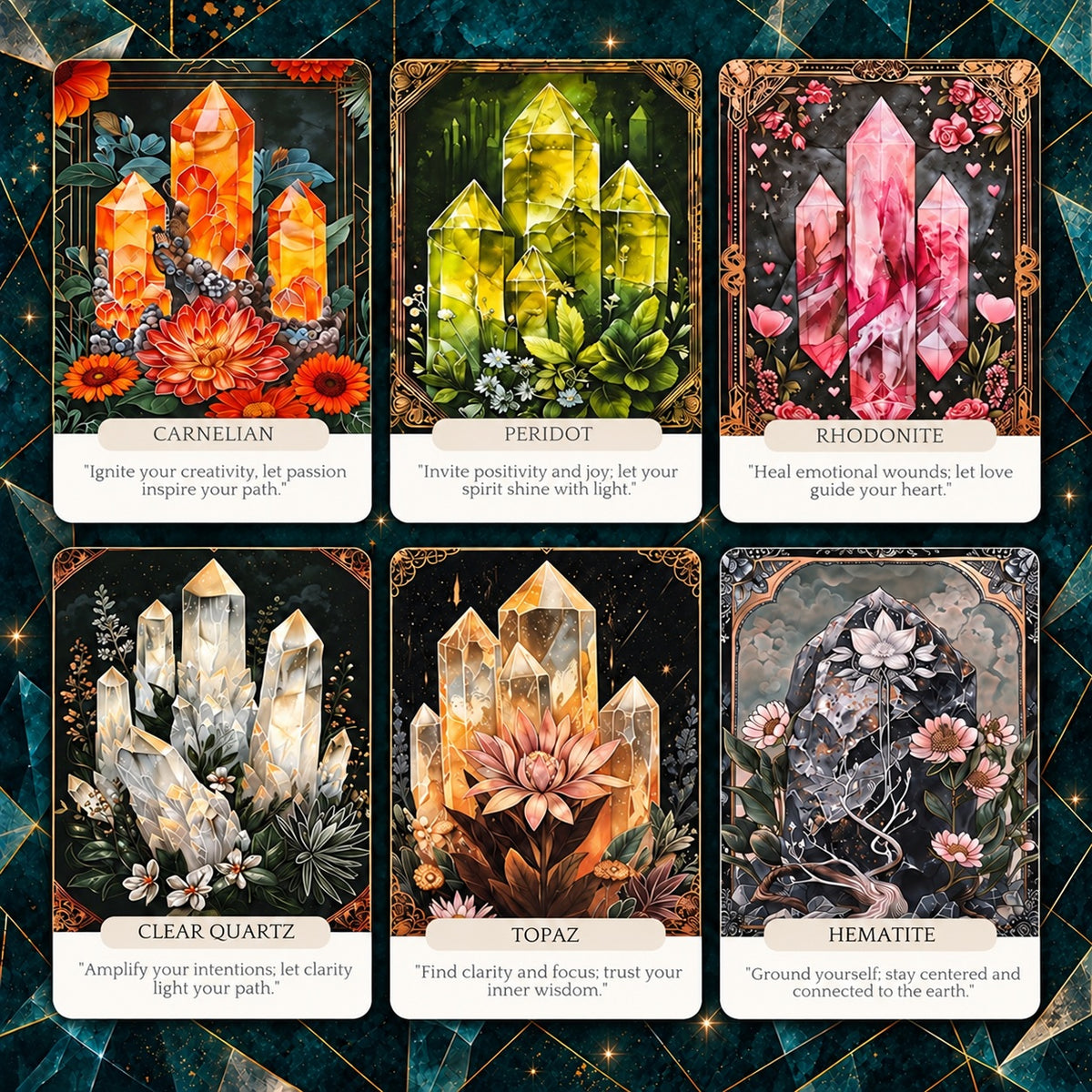 Crystals Wisdom Oracle — Crystal-Inspired Oracle Cards for Intuition and Self-Reflection