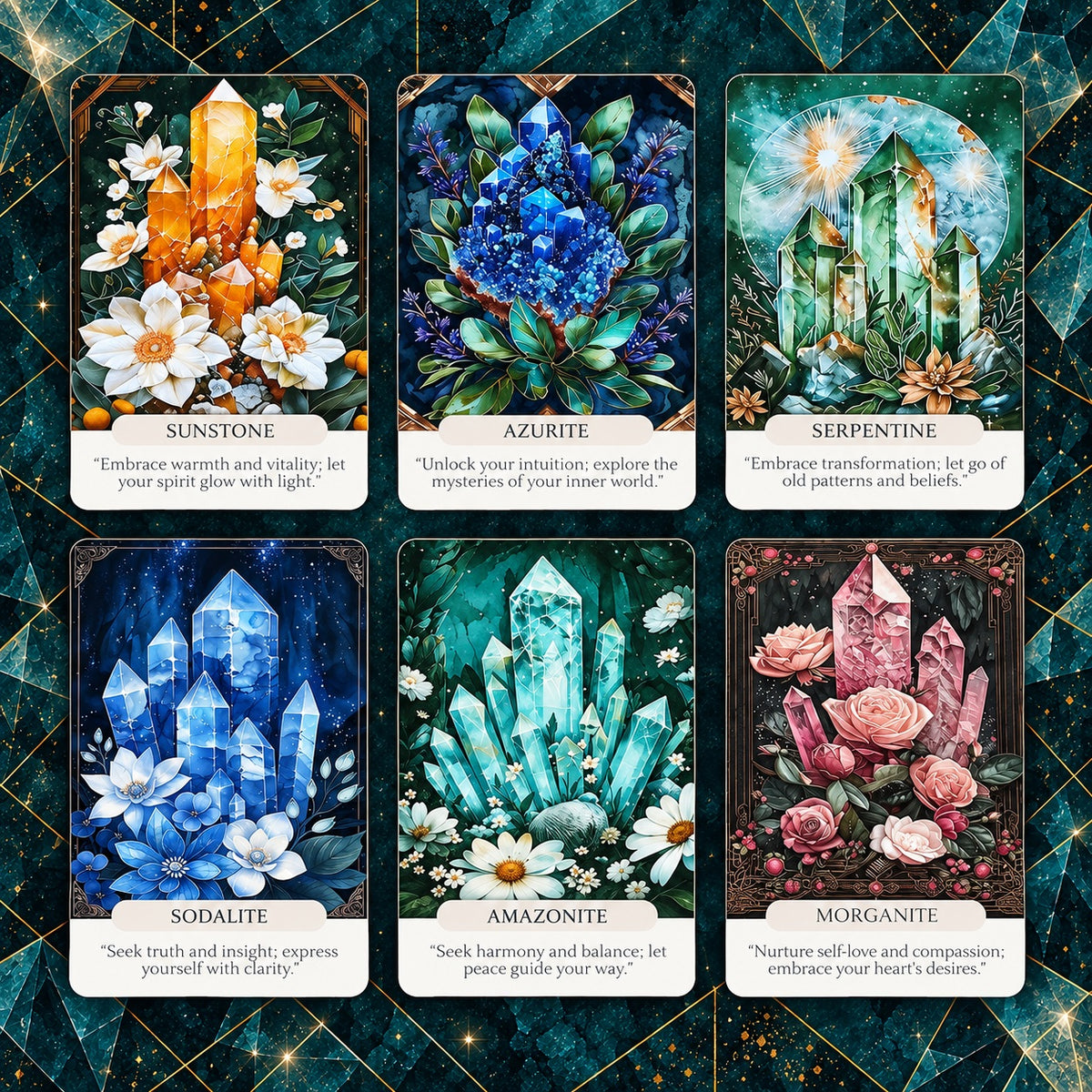 Crystals Wisdom Oracle — Crystal-Inspired Oracle Cards for Intuition and Self-Reflection