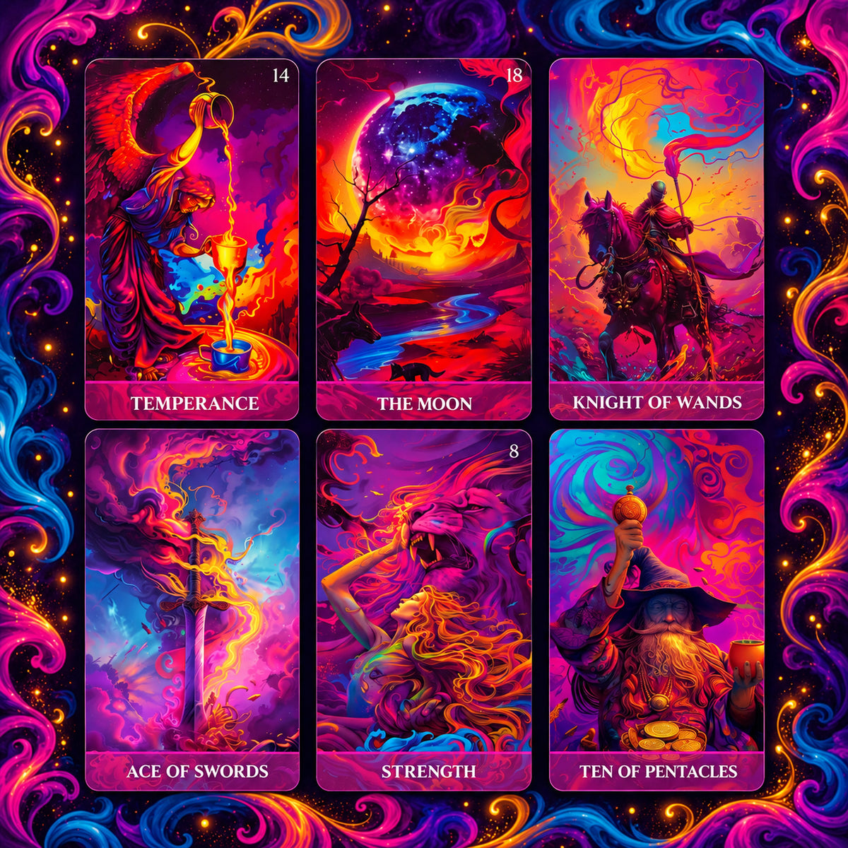Luminous Arcana Tarot — Psychedelic Fantasy Tarot Cards for Creativity and Self-Reflection
