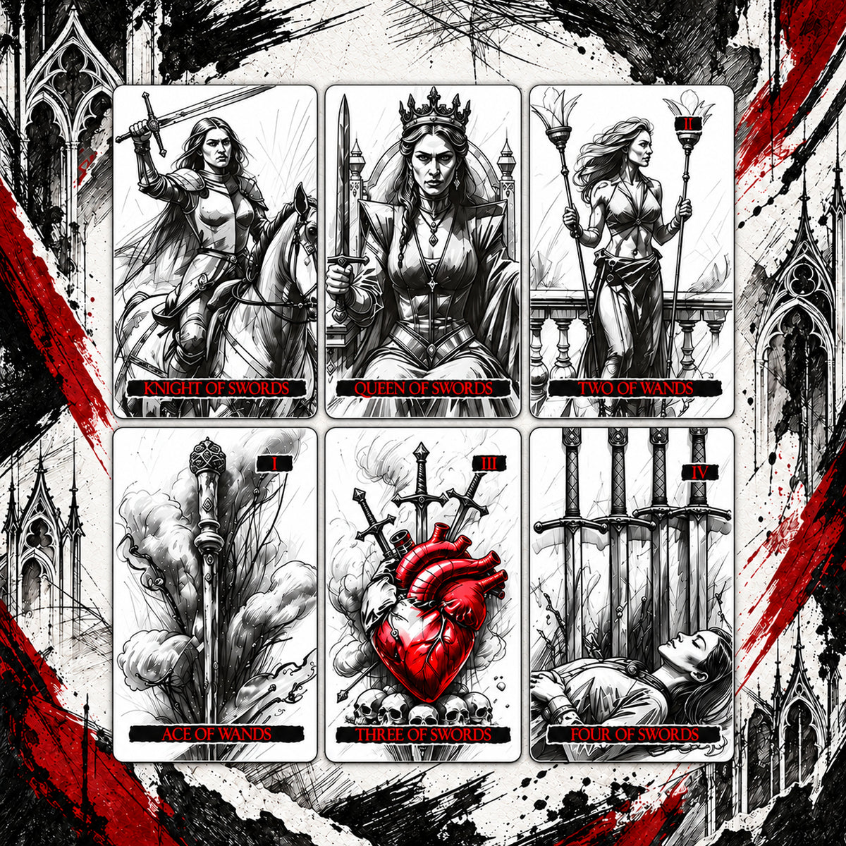 Gothic Whispers Tarot Deck — Dark Fantasy Tarot for Shadow Work & Self-Discovery