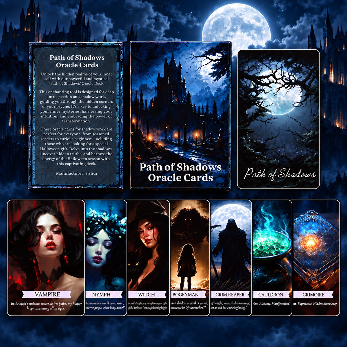 Path of Shadows Oracle — Gothic Fantasy Oracle Cards for Shadow Work and Self-Reflection