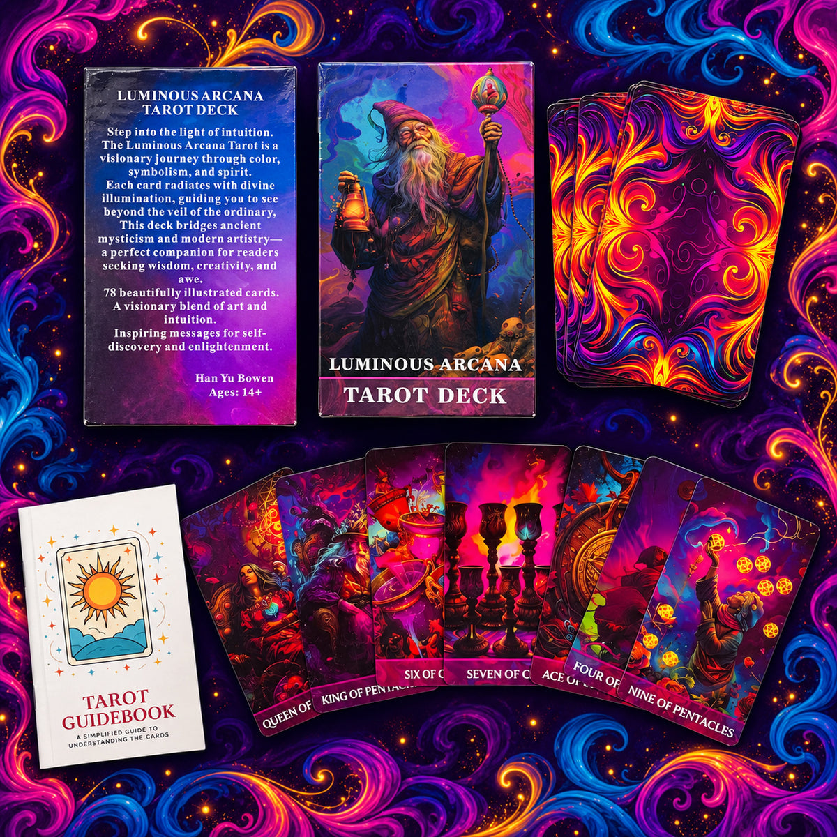 Luminous Arcana Tarot — Psychedelic Fantasy Tarot Cards for Creativity and Self-Reflection