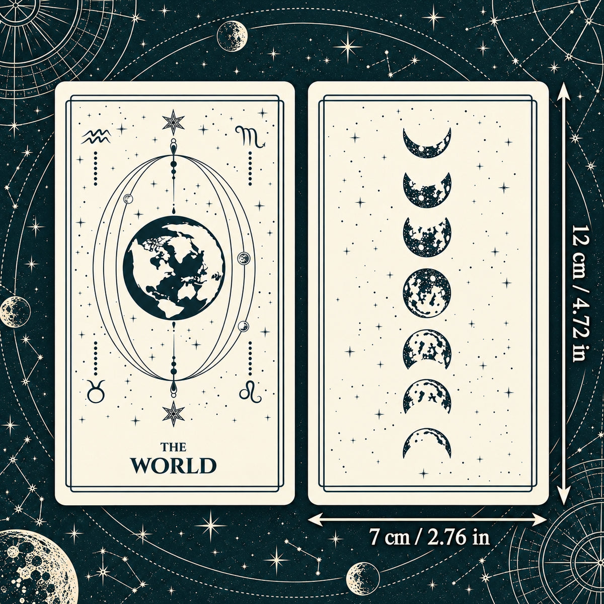Mystical Celestial Tarot Deck — Minimalist Moon & Star Line Art Tarot for Intuition, Spiritual Reflection