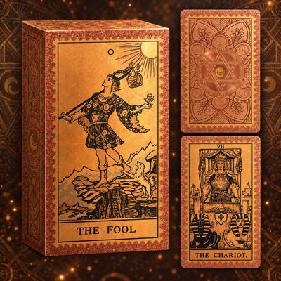 Bronze Hexagram Tarot — Embossed Metallic Tarot Cards for Balance and Grounding