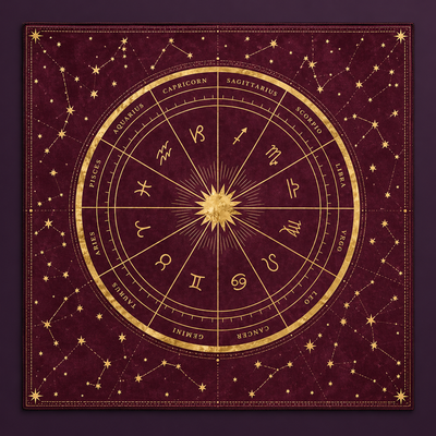 Celestial Zodiac Wheel Tarot Cloth – Energy Collector
