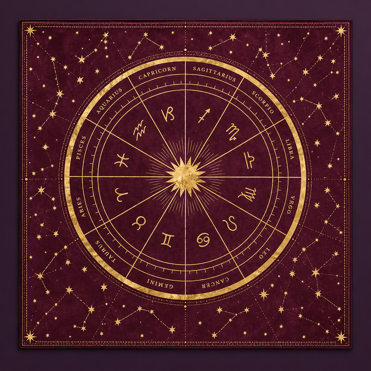 Celestial Zodiac Wheel Tarot Cloth – Energy Collector