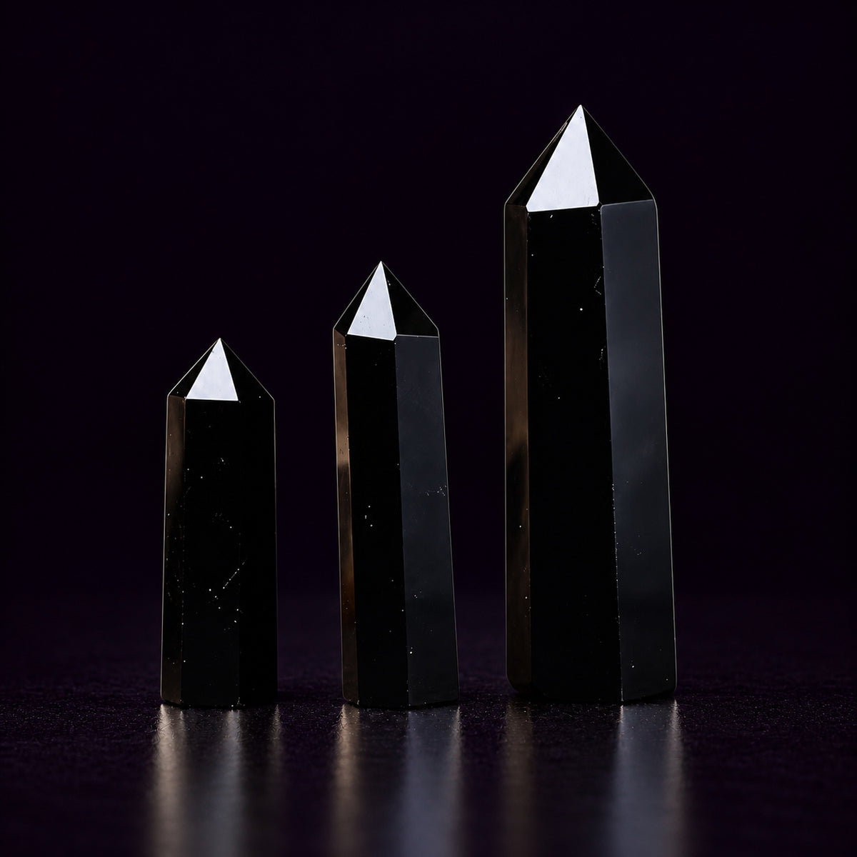 Black Obsidian Crystal Tower — Protection and Energy Amplification
