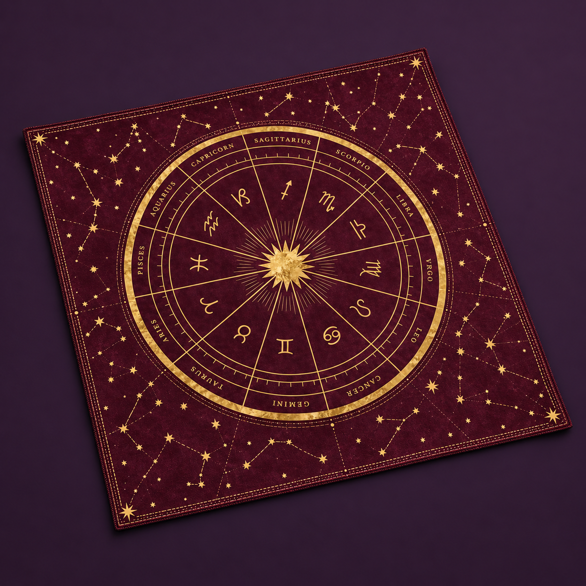 Soft premium plush velvet fabric of the tarot reading cloth offering a non-slip surface for card shuffling.