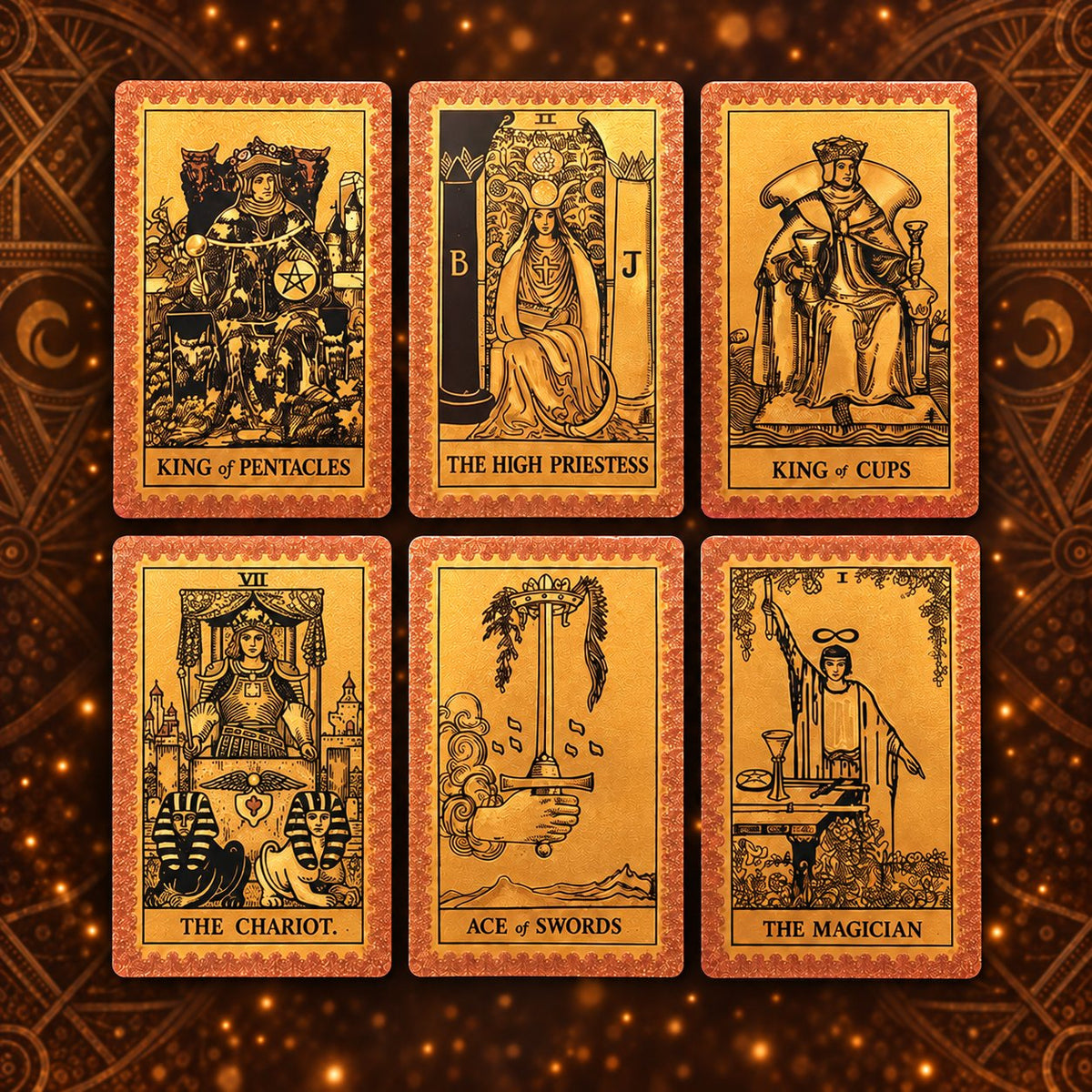 Bronze Hexagram Tarot — Embossed Metallic Tarot Cards for Balance and Grounding
