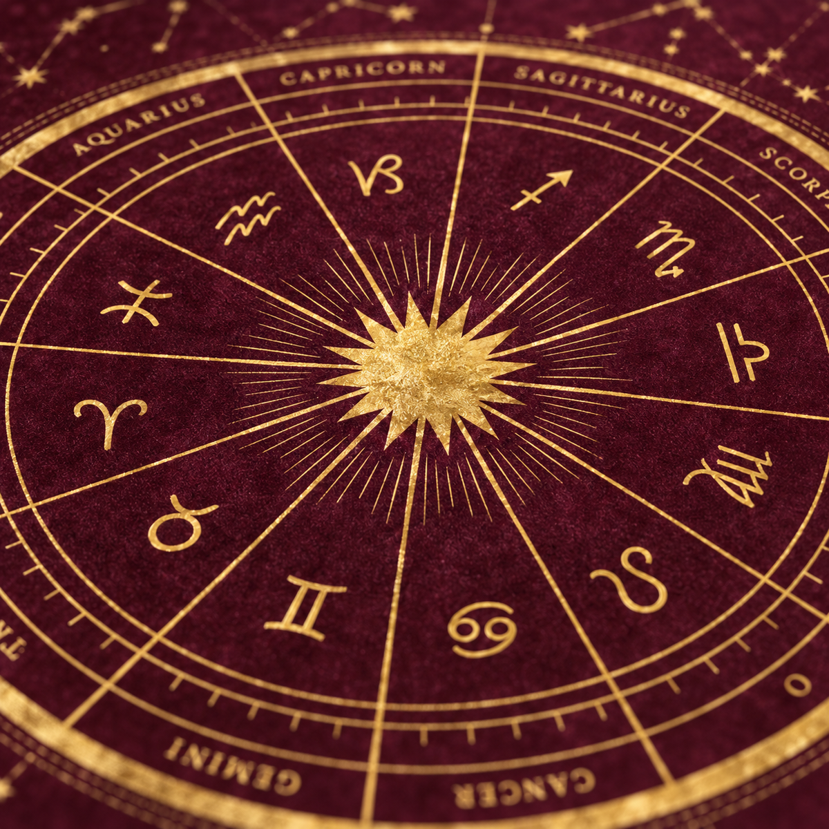 Neat overlock stitching and durable hemmed border of the celestial tarot table cover.