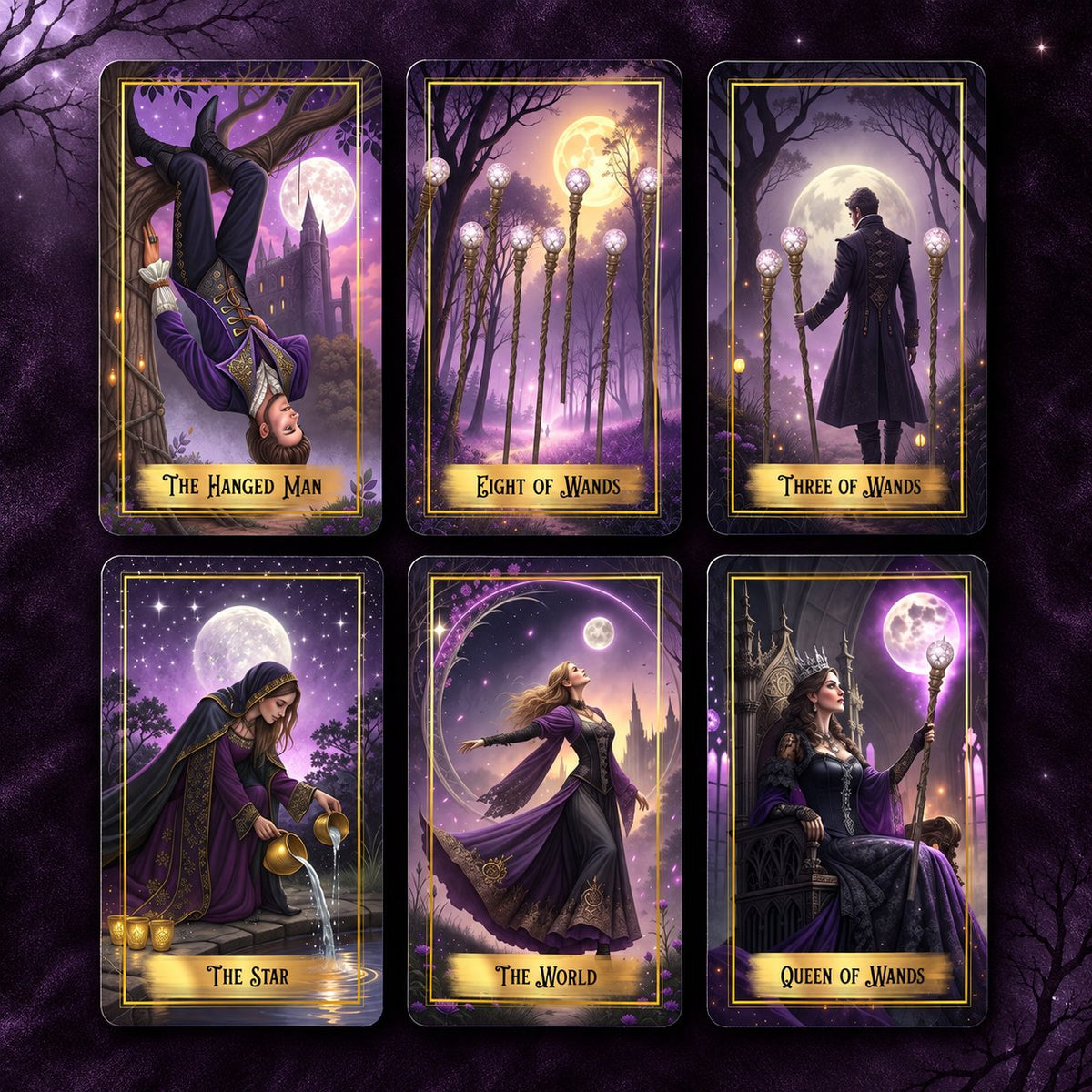 Purple Moon Tarot — Gothic Fantasy Tarot Cards for Intuition and Reflection
