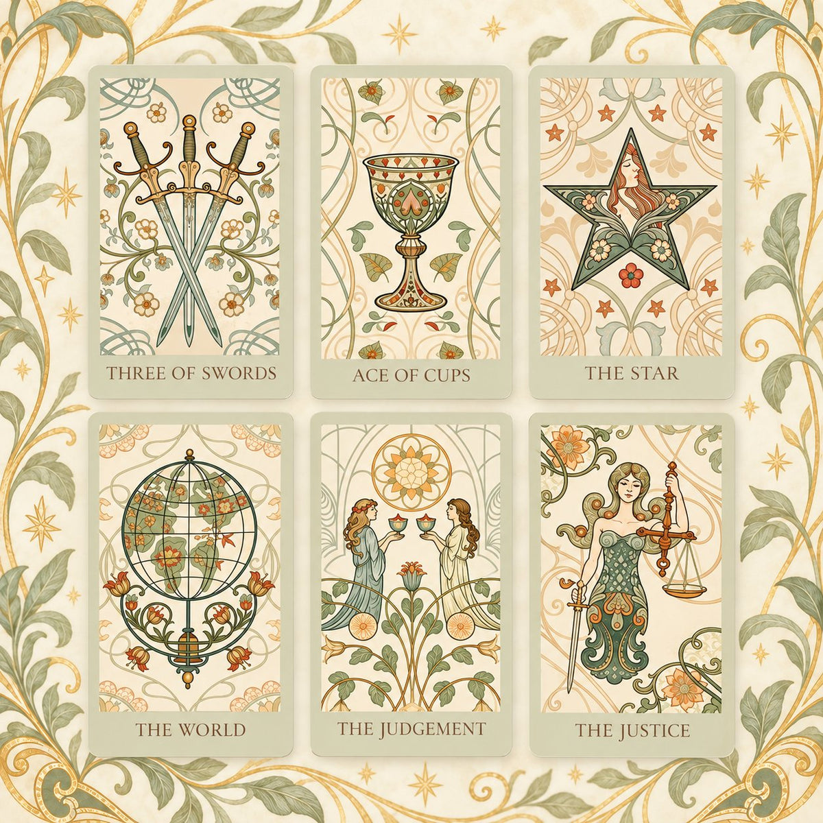 Radiant Soul Tarot — Art Nouveau Tarot Cards for Self-Reflection and Growth