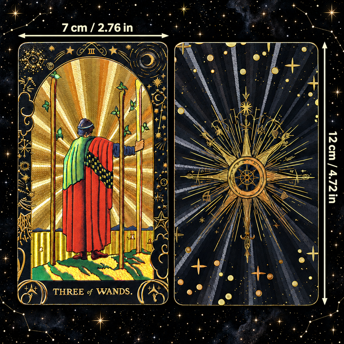 Black Celestial Tarot — Embossed Metallic Tarot Cards for Intuition and Self-Discovery