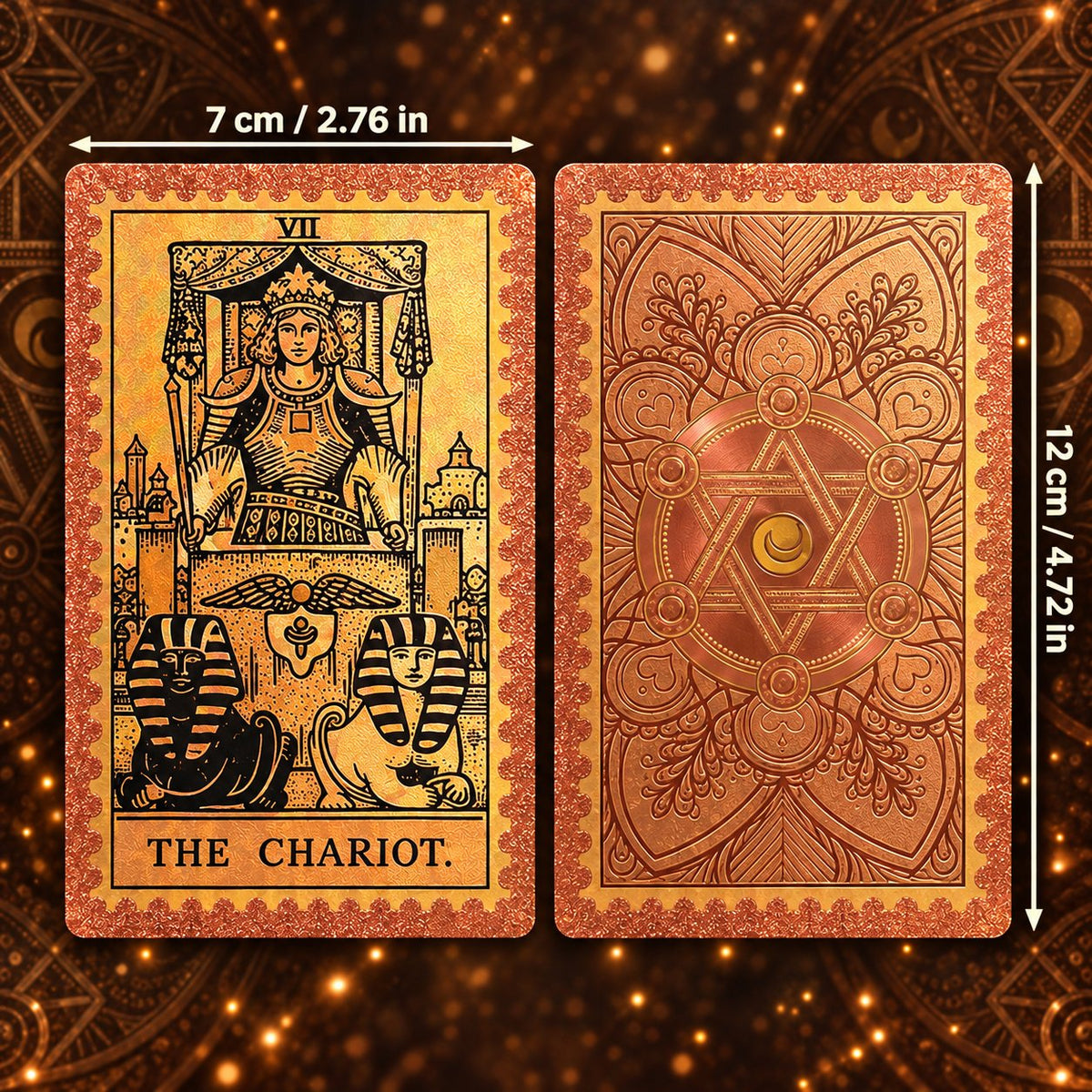 Bronze Hexagram Tarot — Embossed Metallic Tarot Cards for Balance and Grounding