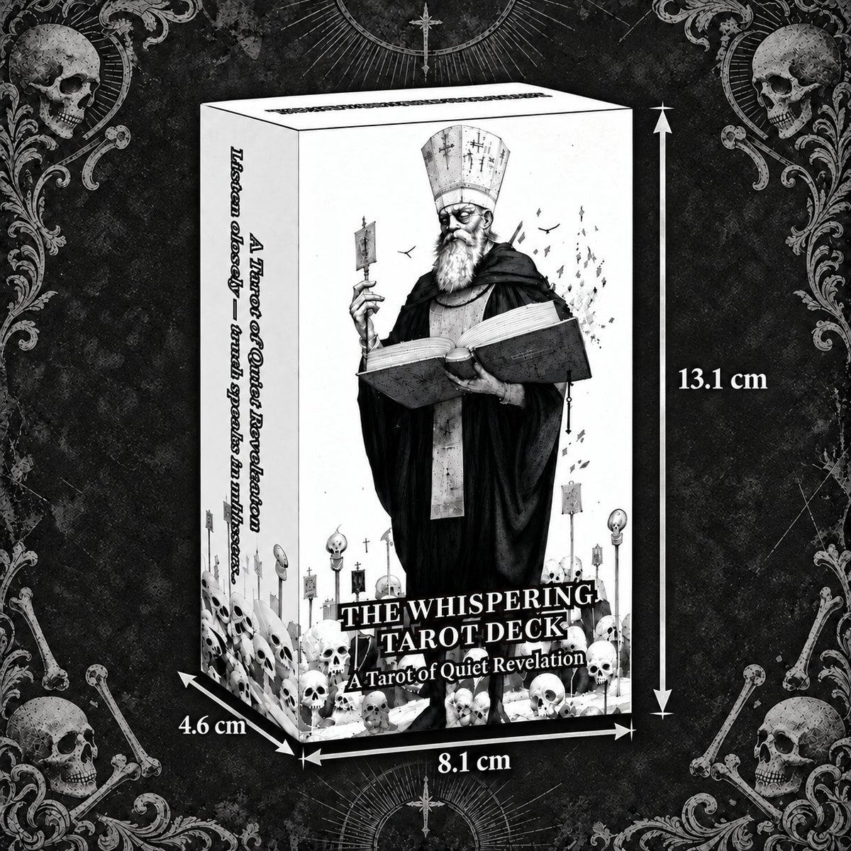 Durable storage tuck box dimensions for The Whispering Tarot for safe card keeping and travel.