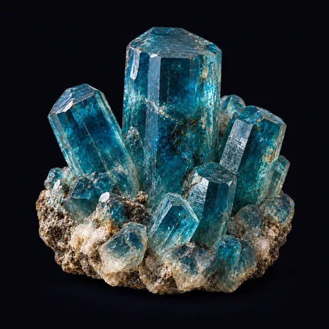 Blue Apatite — AI mineral illustration