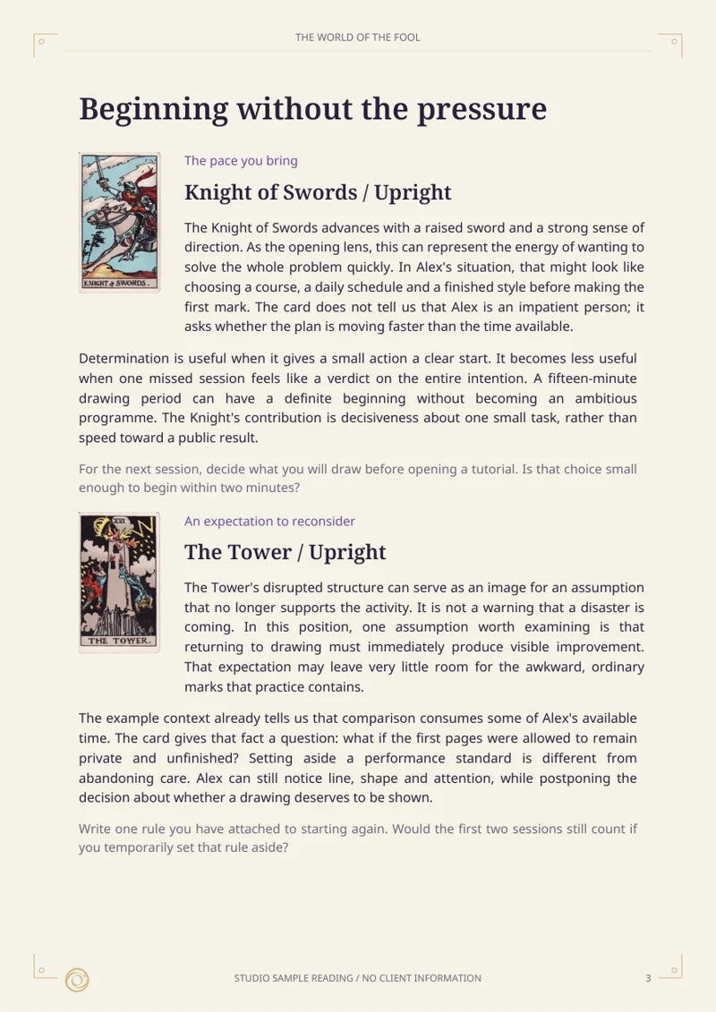 An interpretation page from Mira’s real studio sample PDF, not your report