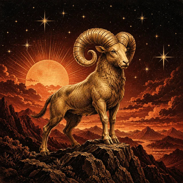 Ram on a copper sunset ridge
