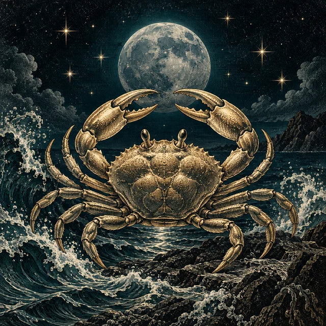 Crab beside moonlit water